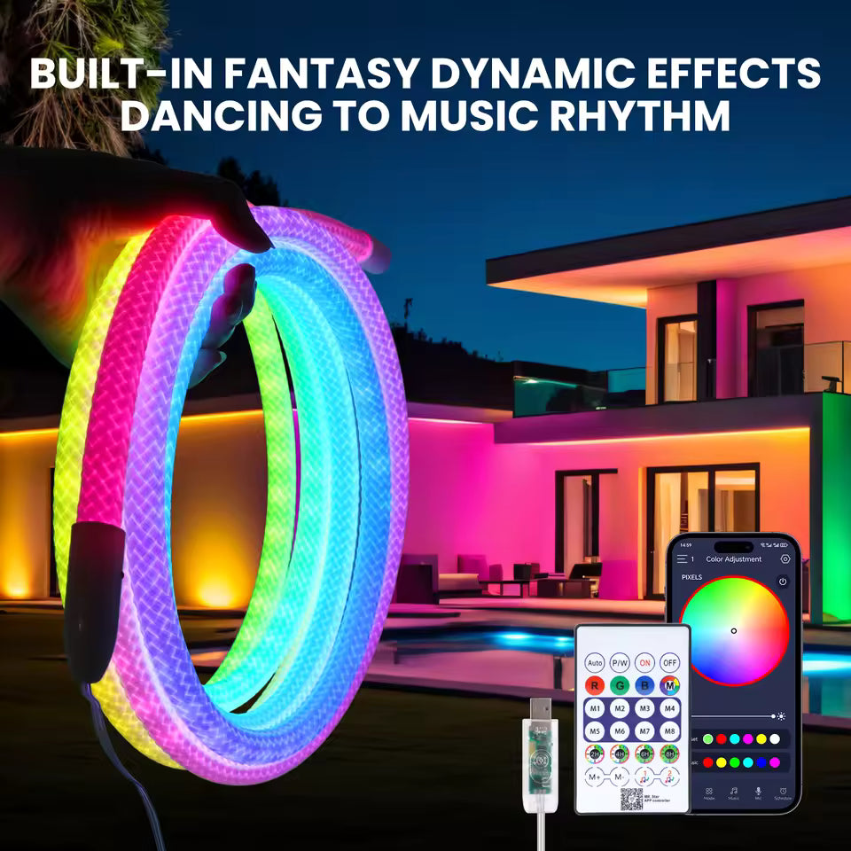 5 Metre de Bande LED Néon 360° Bluetooth –  Décorative pour Salon et Gaming