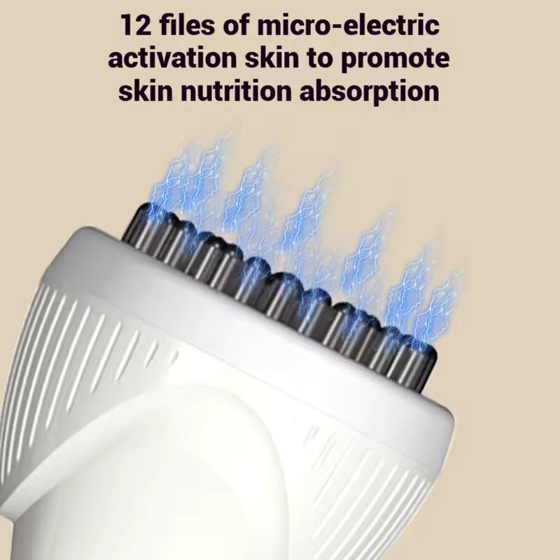 🧴 Brosse de Massage Électrique Corps & Visage en Alliage de Zinc – Technologie Lumière Rouge & Micro-Courant vibrant