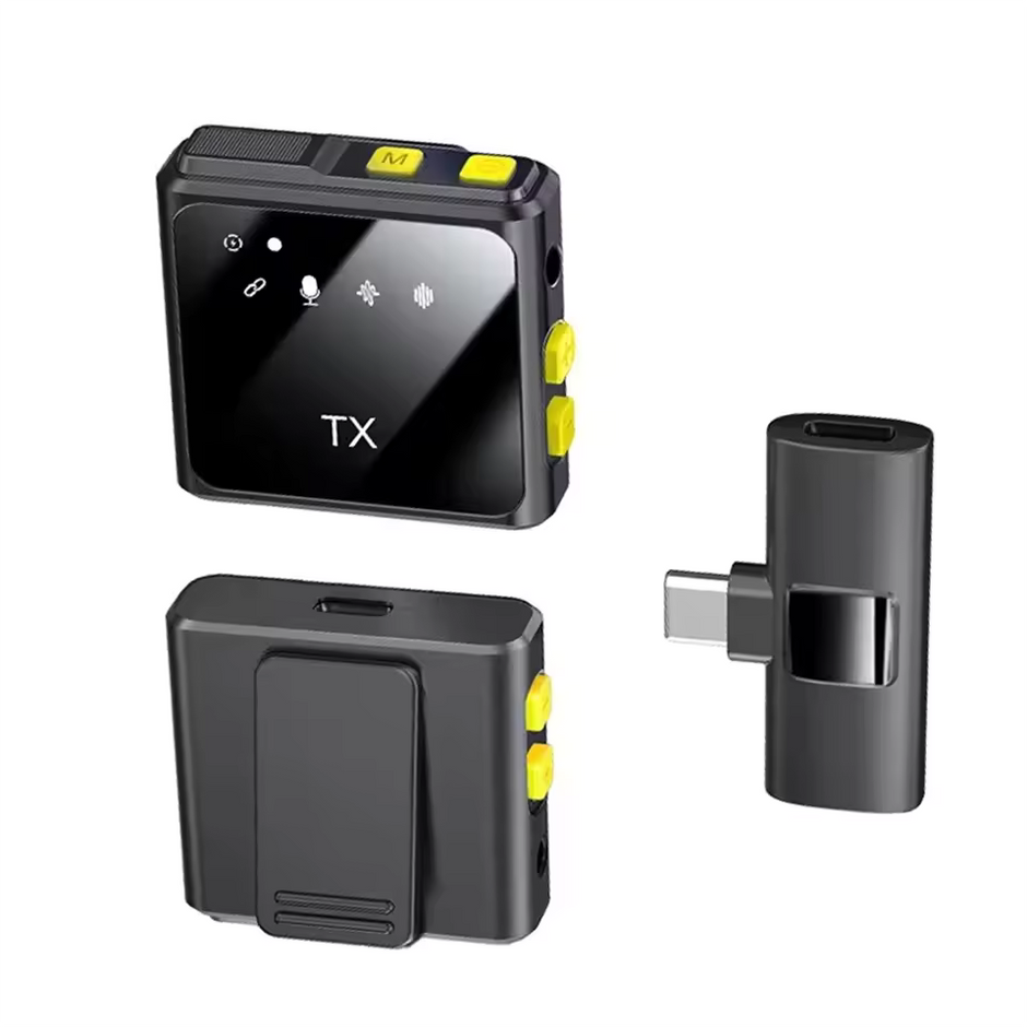 Microphone Cravate Sans Fil Lavalier 2.4G – Réduction de Bruit Intelligente, Plug & Play pour Téléphone et Live