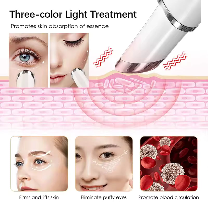 Stylo de Beauté Thermique pour Yeux – Anti-Cernes, Anti-Rides, Massage Vibrant, Soin Contour des Yeux