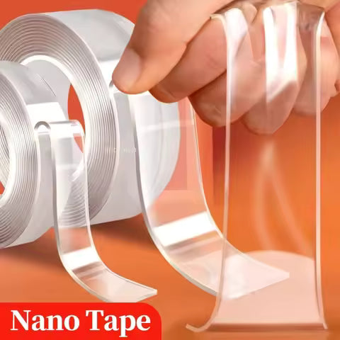 Nano Gel Tape Double Face Transparent – Ruban Adhésif Silicone Ultra Fort, Lavable et Réutilisable, Fixation Sans Perçage