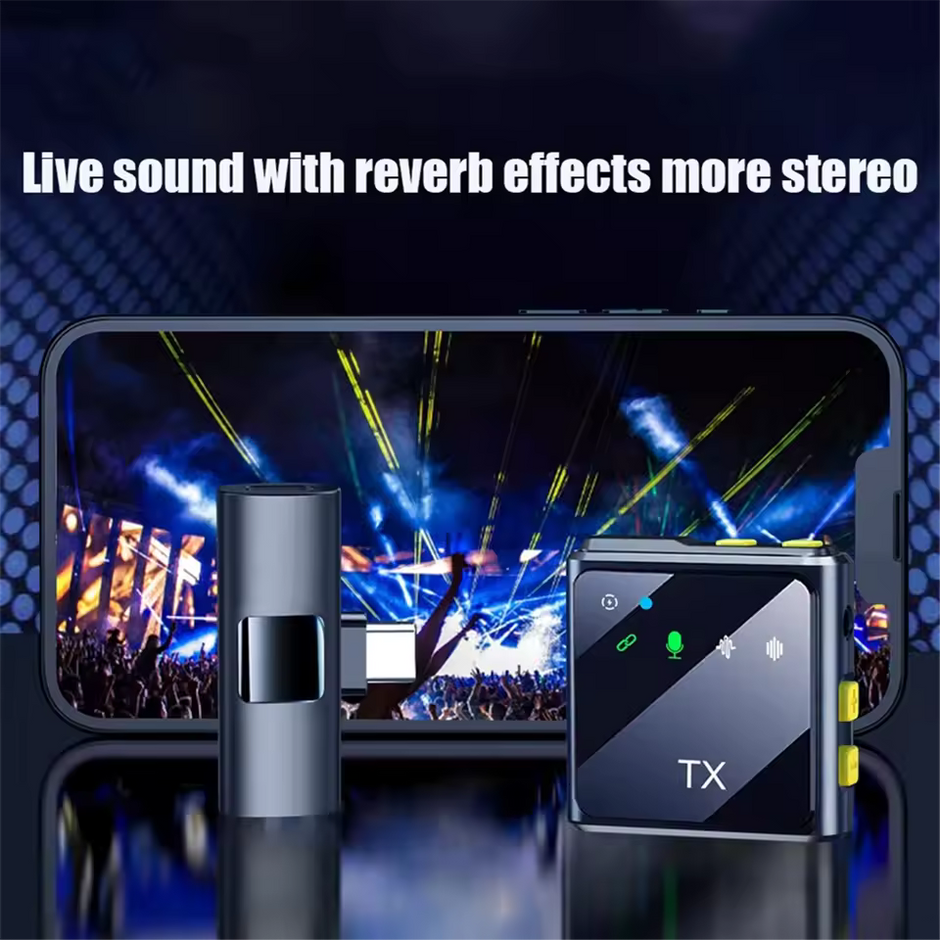 Microphone Cravate Sans Fil Lavalier 2.4G – Réduction de Bruit Intelligente, Plug & Play pour Téléphone et Live