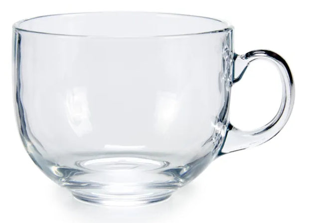 Tasse à Café Jumbo en Verre Rond Transparent – Lot de 3 Pièces – Grandes Tasses Élégantes pour Café, Thé ou Cappuccino