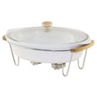 Soupière Ronde en Porcelaine avec Support Métal vue de profil