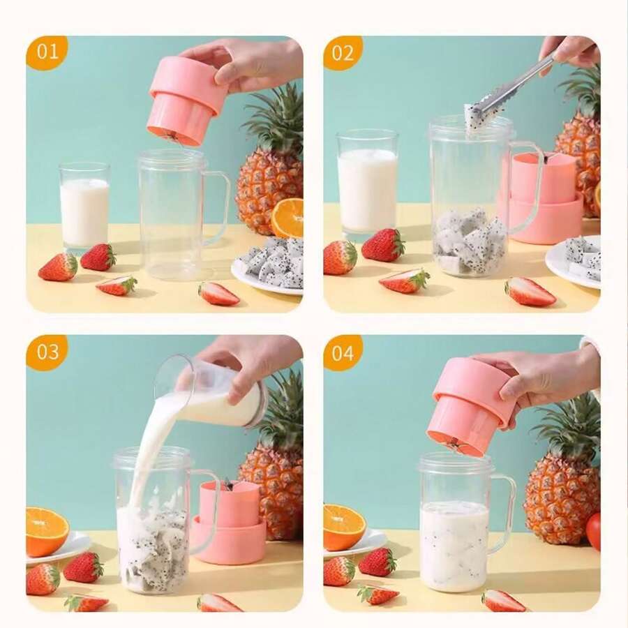 Tasse Mixeur à Jus avec Paille mise en scène