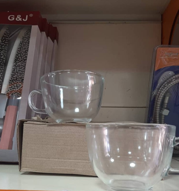 Tasse à Café Jumbo en Verre Rond Transparent – Lot de 3 Pièces – Grandes Tasses Élégantes pour Café, Thé ou Cappuccino