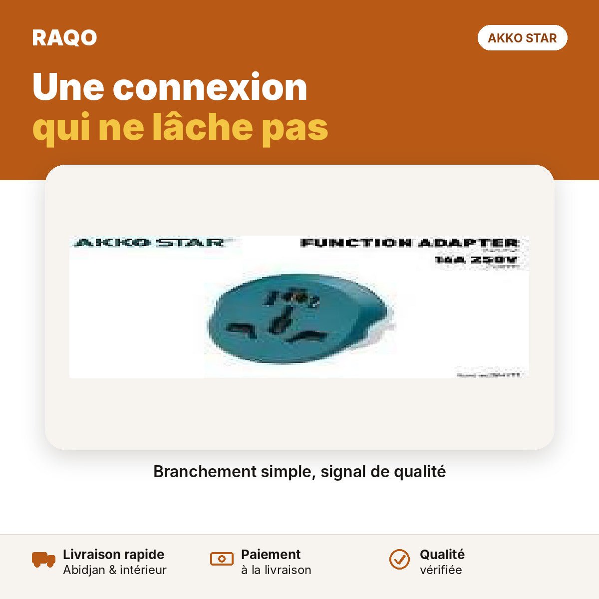 Adaptateur de prise universel 16A | Akko Star - RAQO