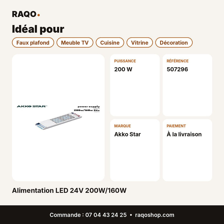 Alimentation LED 24V 200W/160W | Akko Star - RAQO