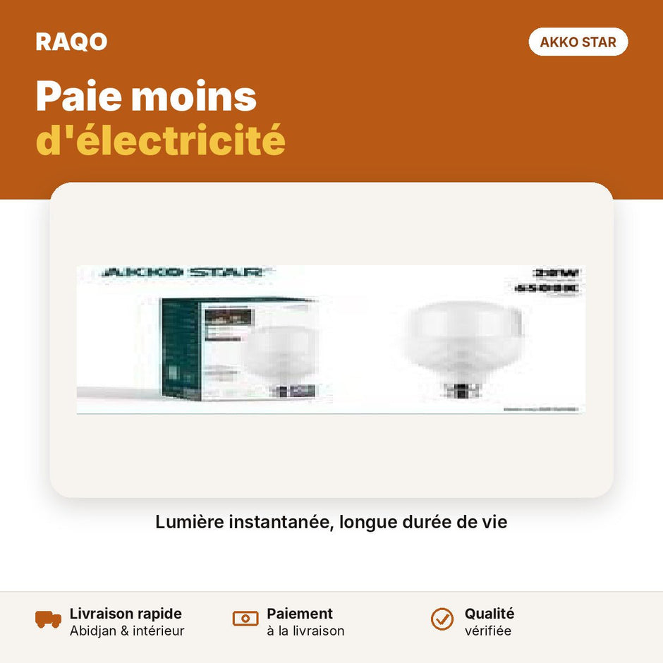 Ampoule LED 20W culot B22 baïonnette – lumière blanche 6500K | Akko Star - RAQO