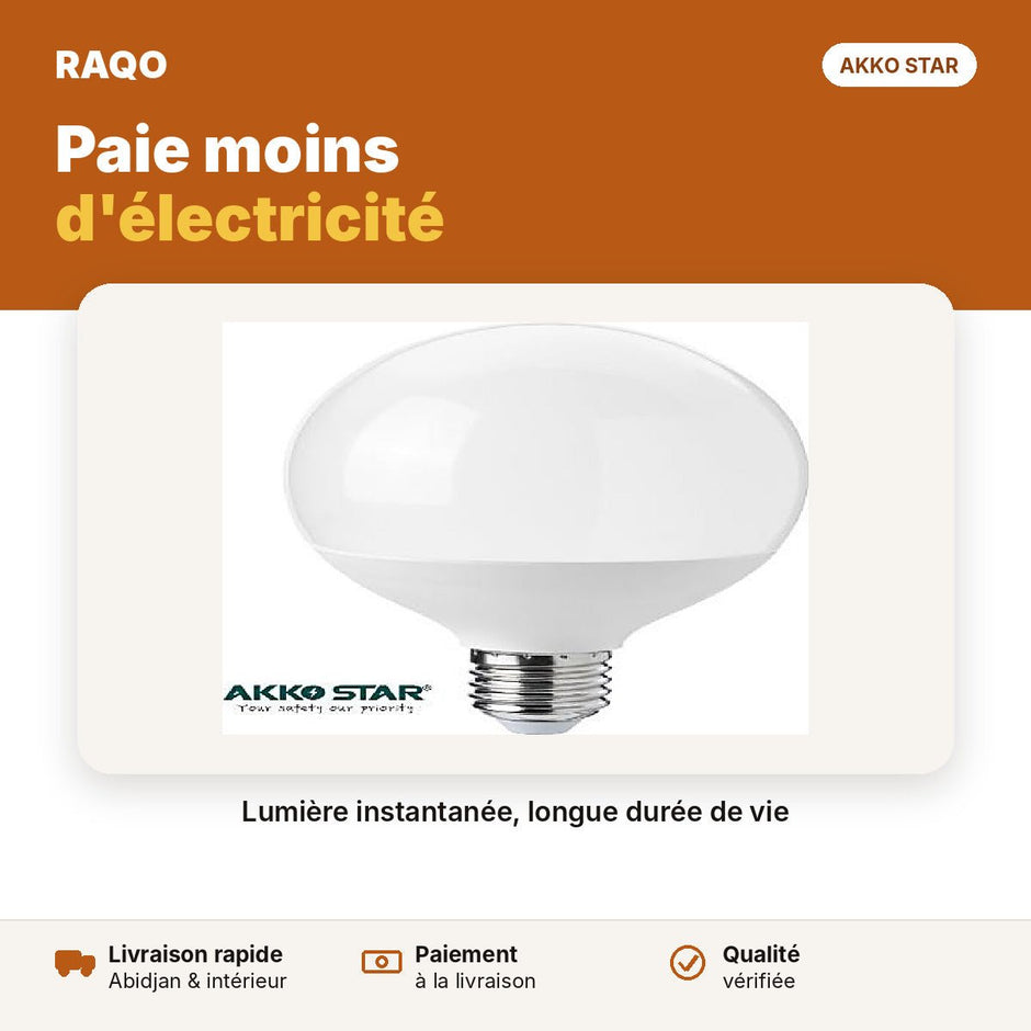 Ampoule LED globe D120 20W E27 – lumière blanche 6500K | Akko Star - RAQO