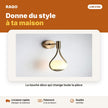 Applique murale design goutte doré avec globe opale E27 - RAQO