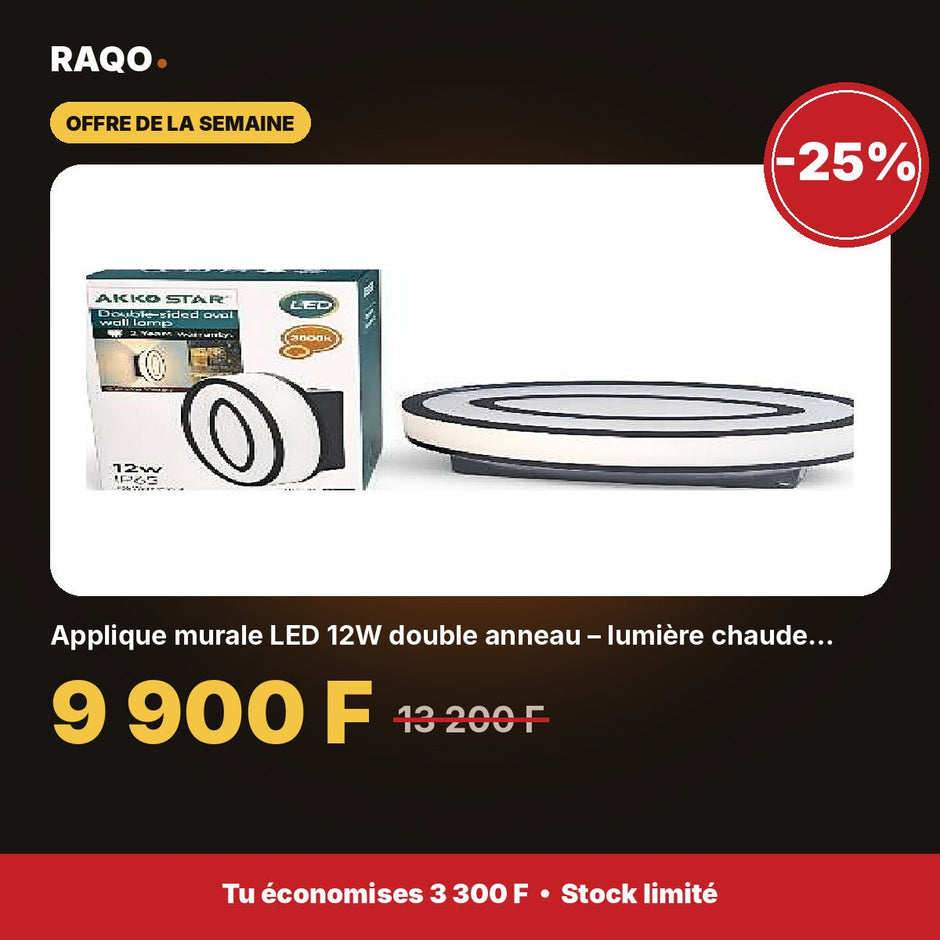 Applique murale LED 12W double anneau – lumière chaude 3000K | Akko Star - RAQO