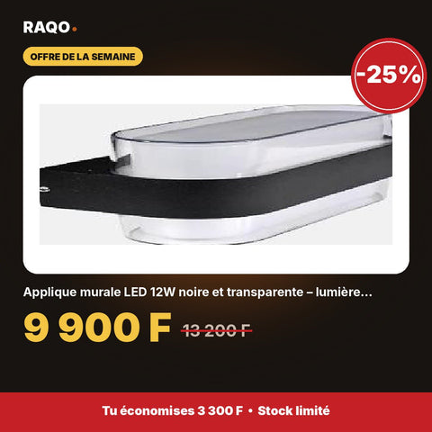 Applique murale LED 12W noire et transparente – lumière blanche 6500K | Akko Star - RAQO
