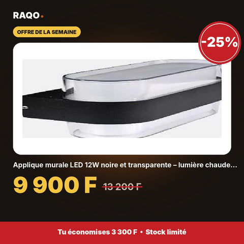 Applique murale LED 12W noire et transparente – lumière chaude 3000K | Akko Star - RAQO