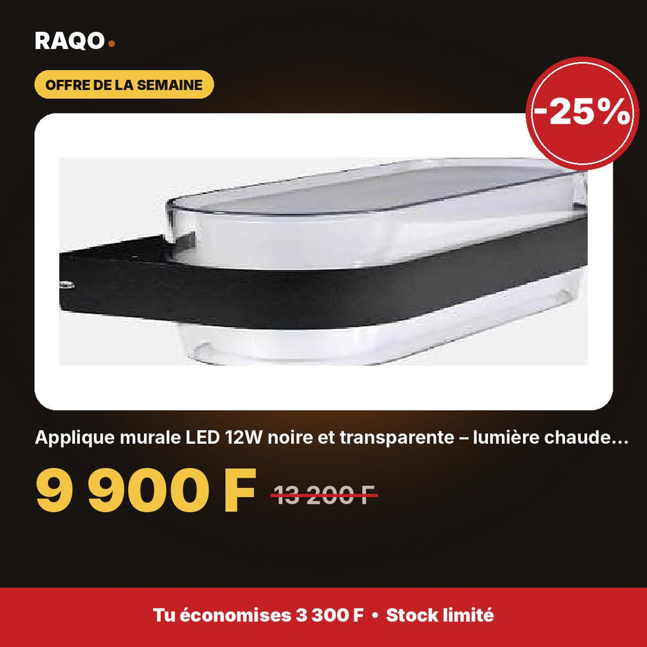 Applique murale LED 12W noire et transparente – lumière chaude 3000K | Akko Star - RAQO