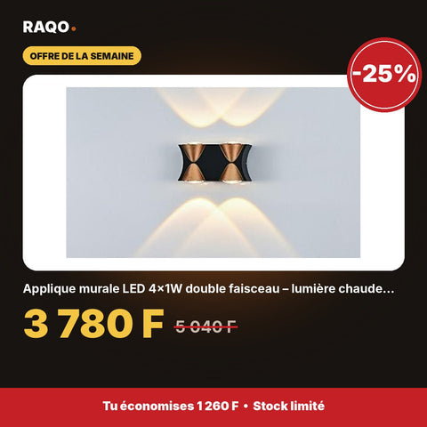 Applique murale LED 4×1W double faisceau – lumière chaude 3000K - RAQO