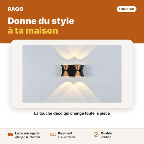 Applique murale LED 4×1W double faisceau – lumière chaude 3000K - RAQO