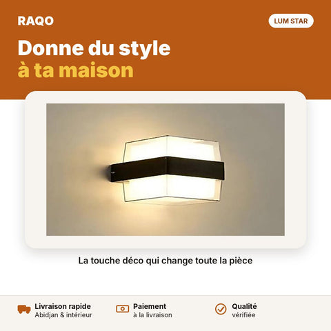 Applique murale LED carrée 2×5W noir et blanc – lumière chaude 3000K - RAQO