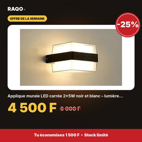Applique murale LED carrée 2×5W noir et blanc – lumière chaude 3000K - RAQO