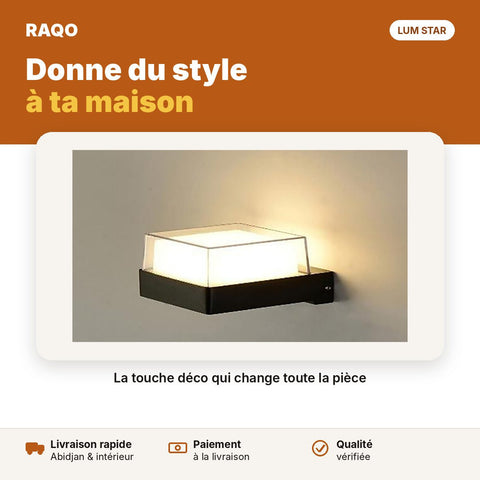 Applique murale LED carrée 5W noir et blanc – lumière chaude 3000K - RAQO