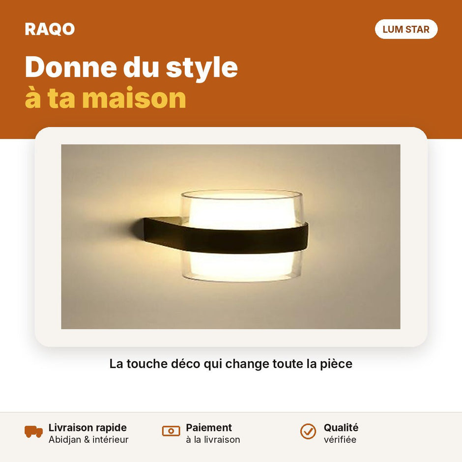 Applique murale LED ronde 2×5W noir et blanc – lumière chaude 3000K - RAQO