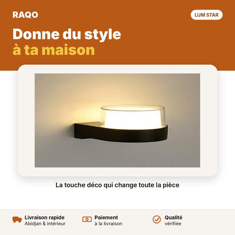 Applique murale LED ronde 5W noir et blanc – lumière chaude 3000K - RAQO