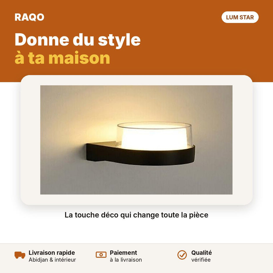 Applique murale LED ronde 5W noir et blanc – lumière chaude 3000K - RAQO