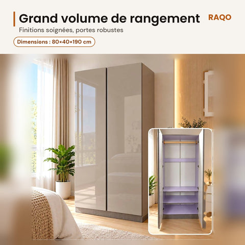 Armoire de rangement 9552 – 80×40×190 cm - RAQO