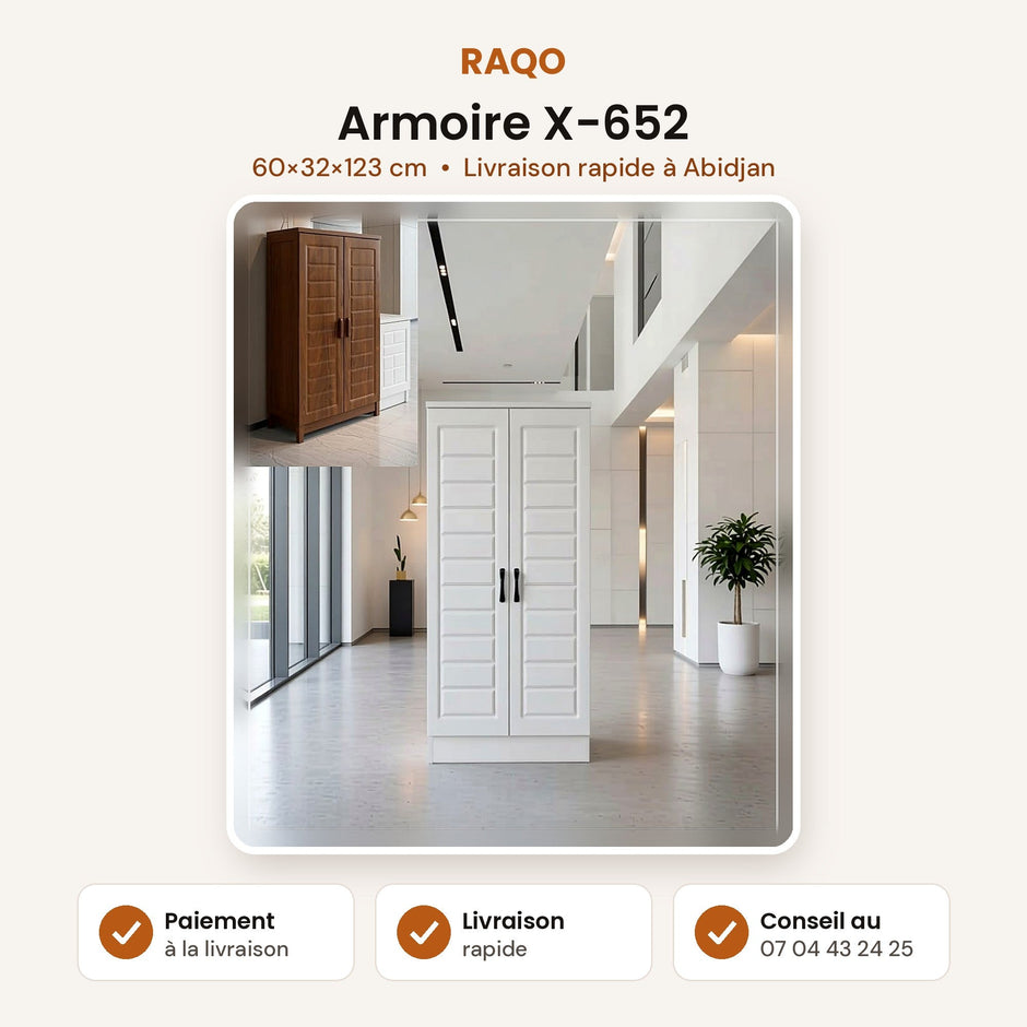 Armoire de rangement X-652 – 60×32×123 cm - RAQO