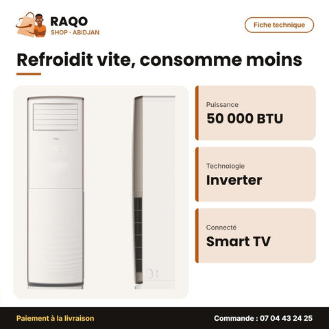 Armoire Split 50.000 BTU TCL – Façade Blanche – Inverter – Smart Air | TAC-50CHFA/FHI - RAQO