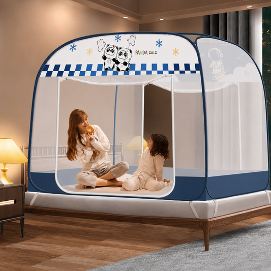 Moustiquaire de Lit Pliable  Protection 360° et Installation Rapide compatible avec 2 places et 3 places.