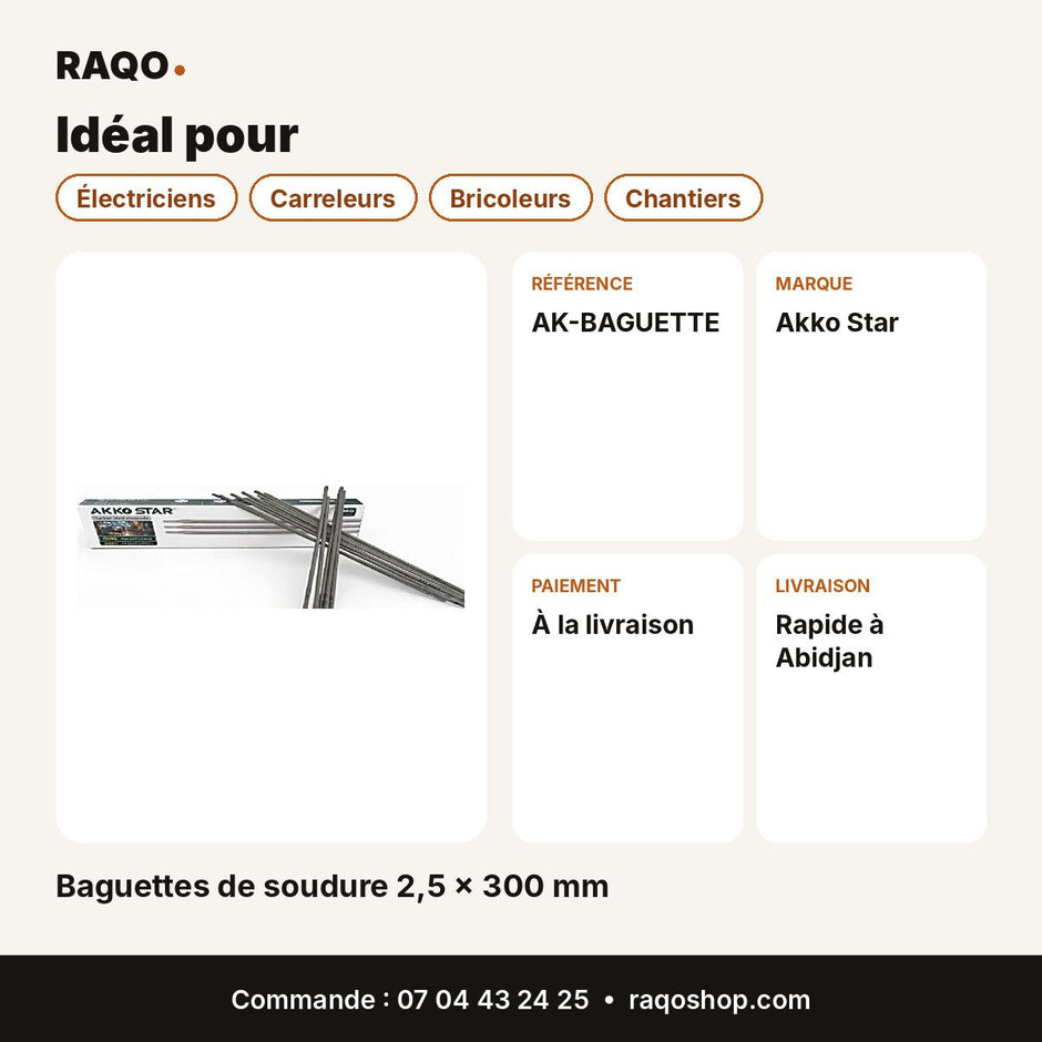 Baguettes de soudure 2,5 × 300 mm | Akko Star - RAQO