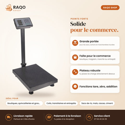 Balance Plateforme – 200 kg - RAQO (points forts)
