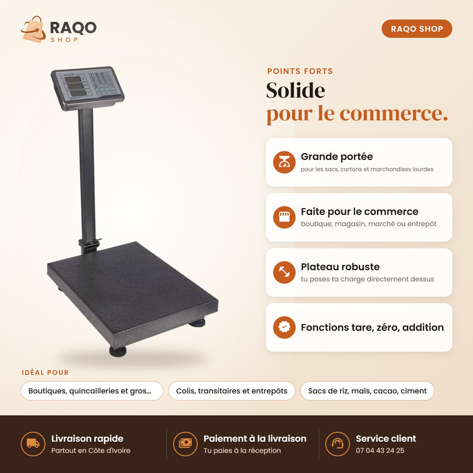 Balance Plateforme – 200 kg - RAQO (points forts)