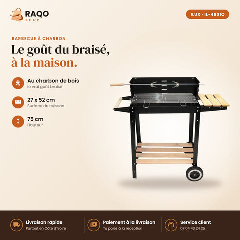 Barbecue à Charbon iLUX – 27 x 52 cm - RAQO