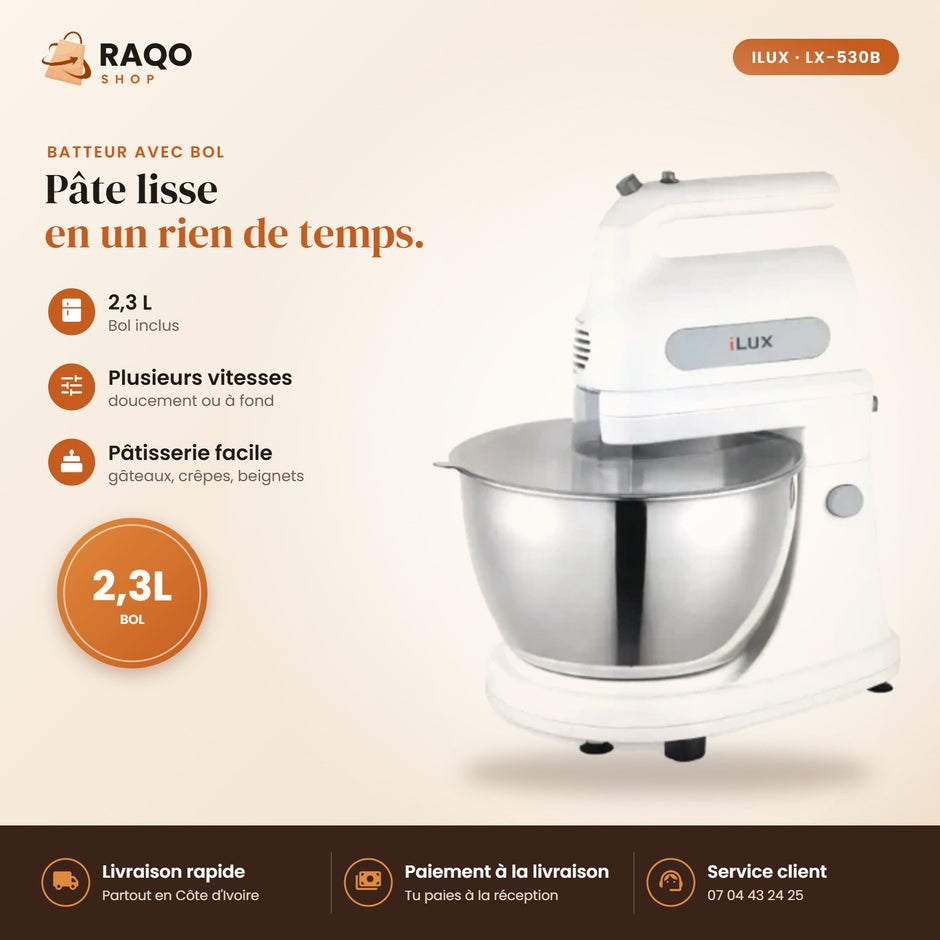 Batteur Électrique iLUX – 100 W – 2,3 L - RAQO