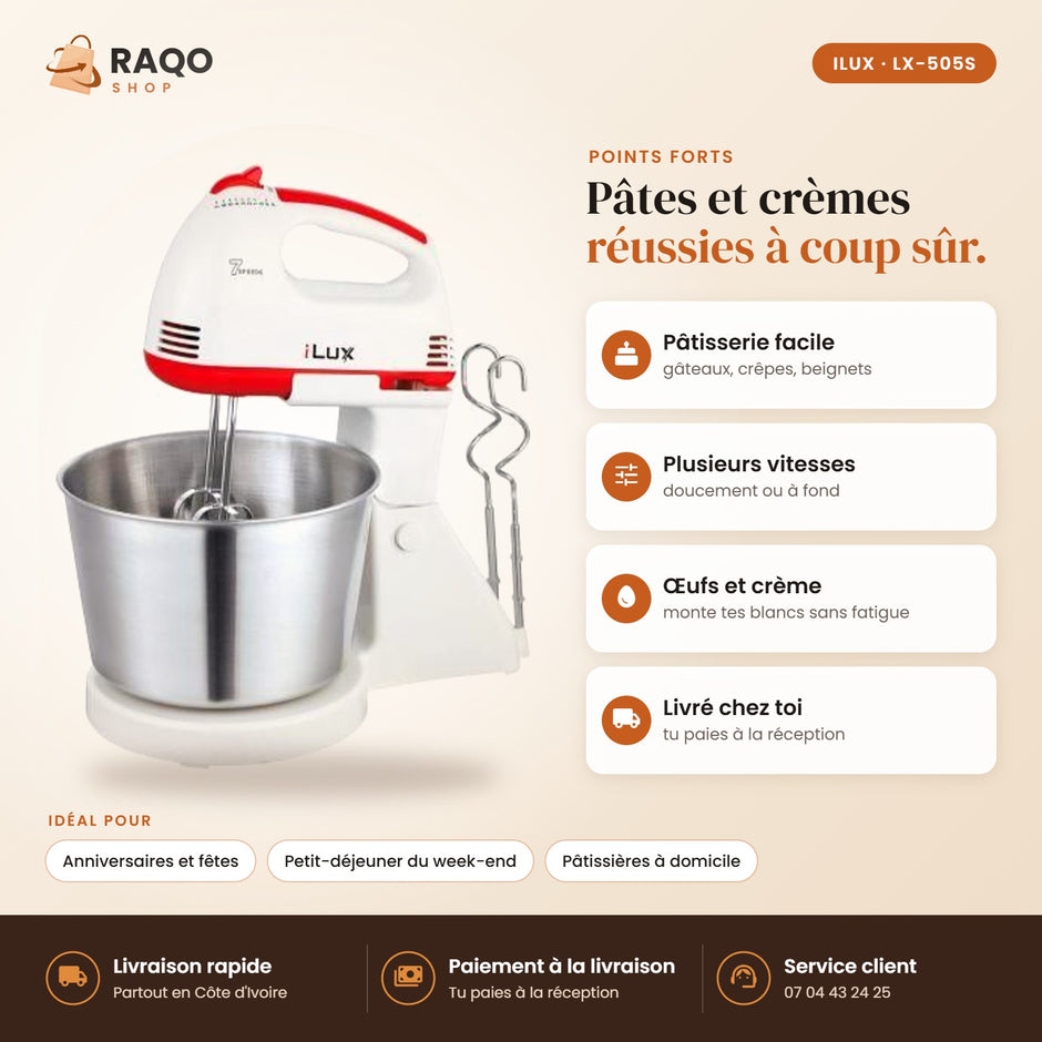 Batteur Électrique iLUX - RAQO (points forts)