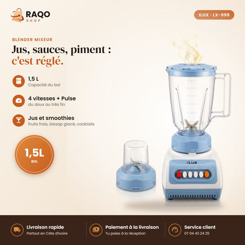 Blender Mixeur iLUX – 300 W – 1,5 L - RAQO