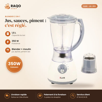 Blender Mixeur iLUX – 350 W – 1,5 L | LX-313