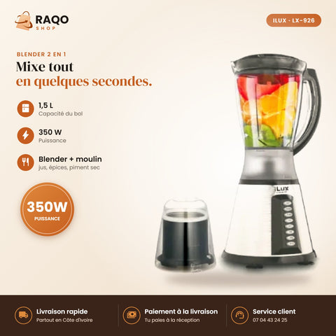 Blender Mixeur iLUX – 350 W – 1,5 L - RAQO