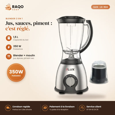 Blender Mixeur iLUX – 350 W – 1,5 L | LX-924
