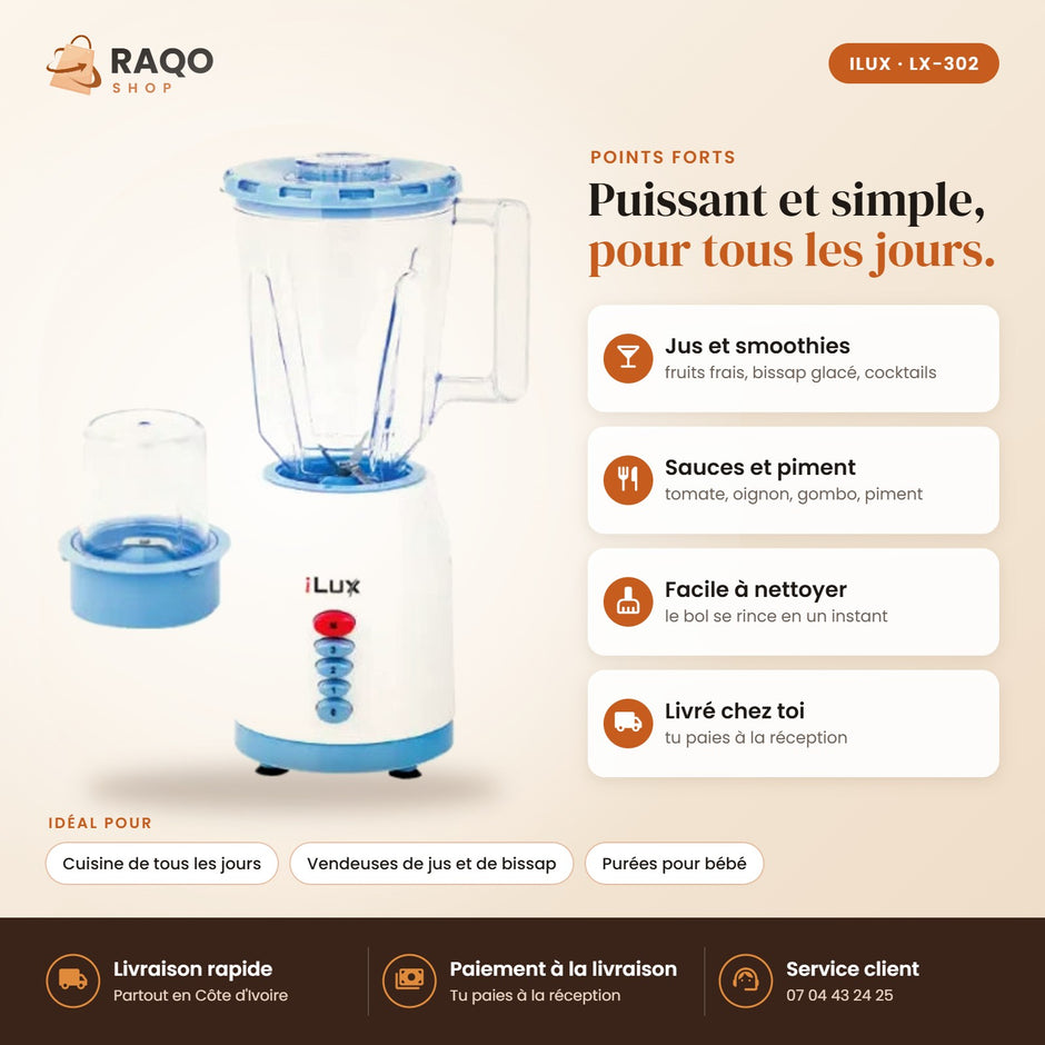 Blender Mixeur iLUX - RAQO (points forts)