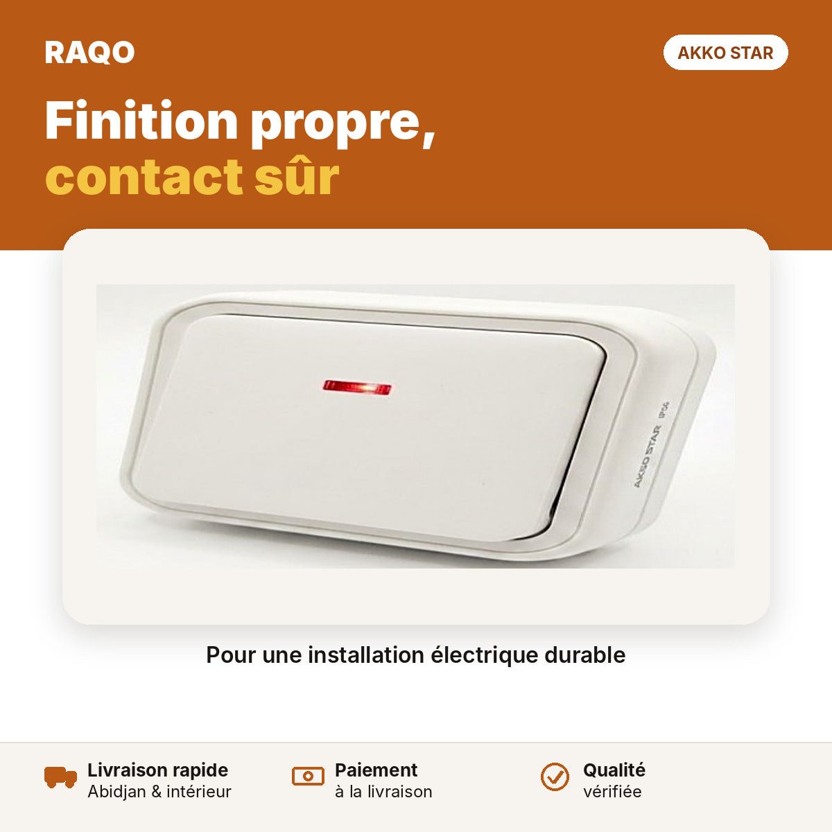 Bouton poussoir sonnerie étanche encastrable | Akko Star - RAQO