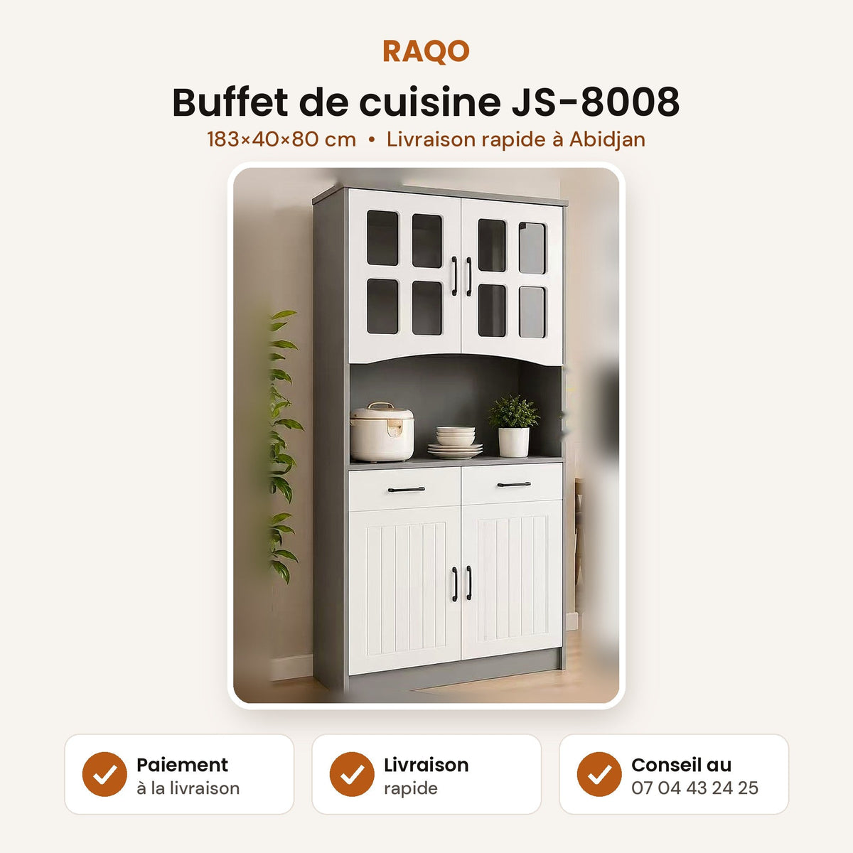 Buffet de cuisine et rangement JS-8008 - RAQO