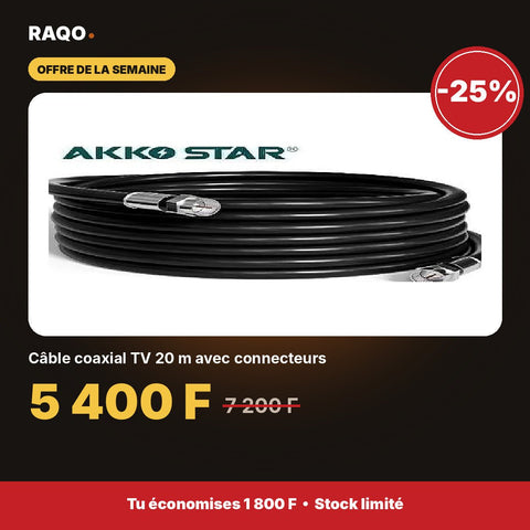 Câble coaxial TV 20 m avec connecteurs | Akko Star - RAQO