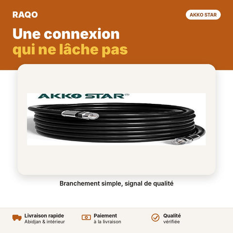 Câble coaxial TV 30 m avec connecteurs | Akko Star - RAQO