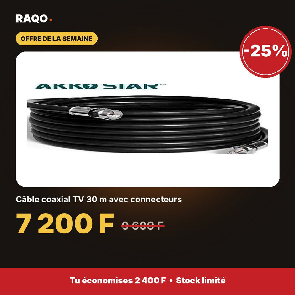 Câble coaxial TV 30 m avec connecteurs | Akko Star - RAQO