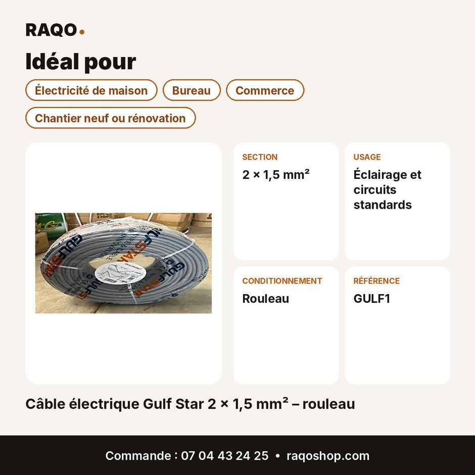 Câble électrique Gulf Star 2 × 1,5 mm² – rouleau - RAQO
