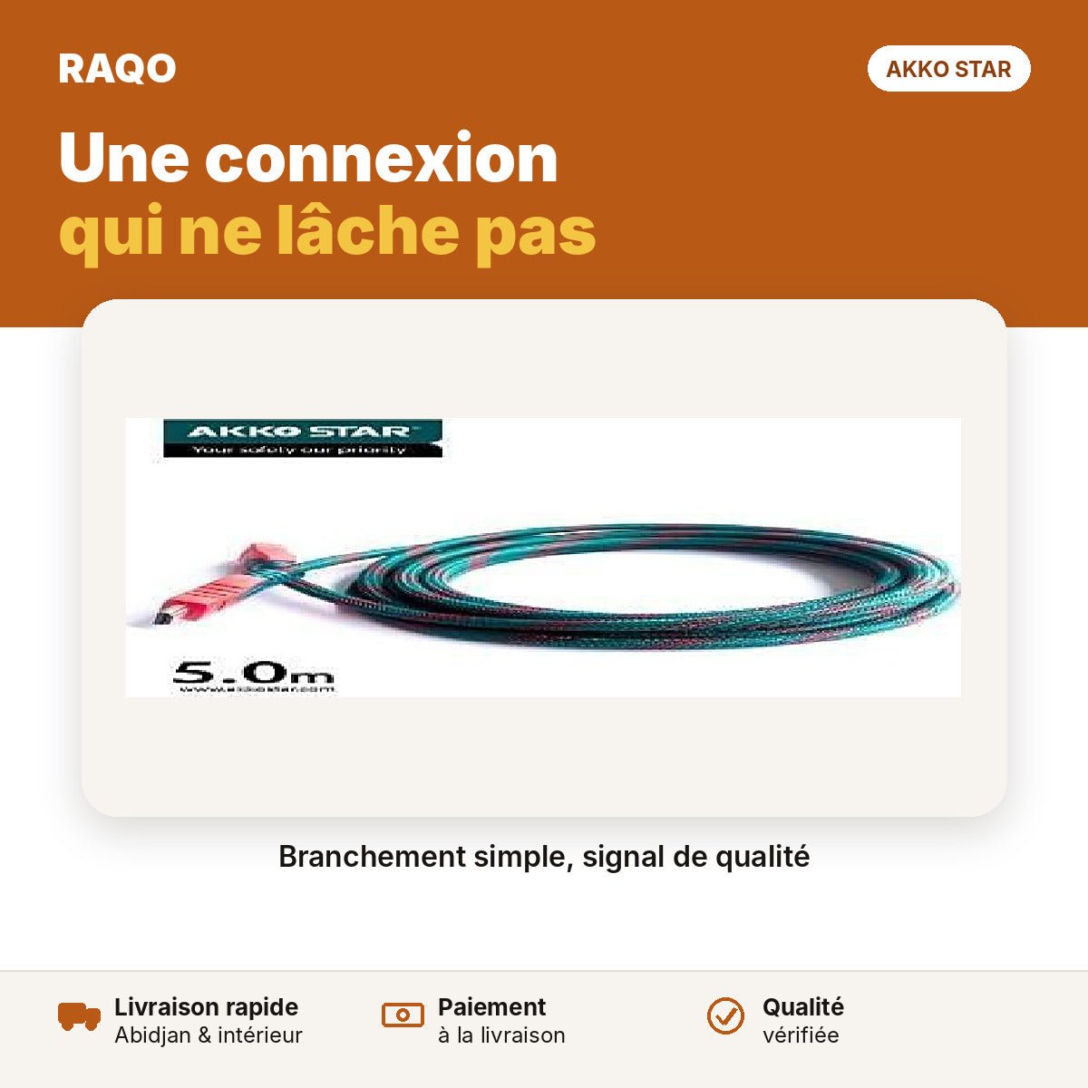 Câble HDMI mâle-mâle 5 m | Akko Star - RAQO