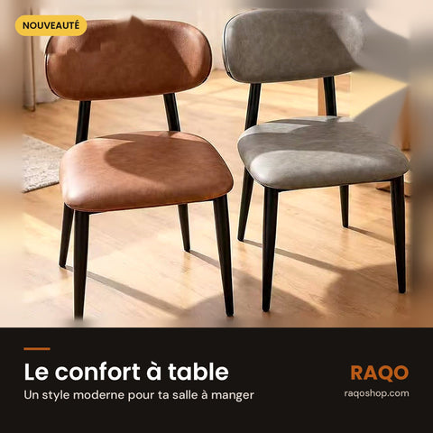 Chaise de salle à manger en cuir – lot de 2 - RAQO